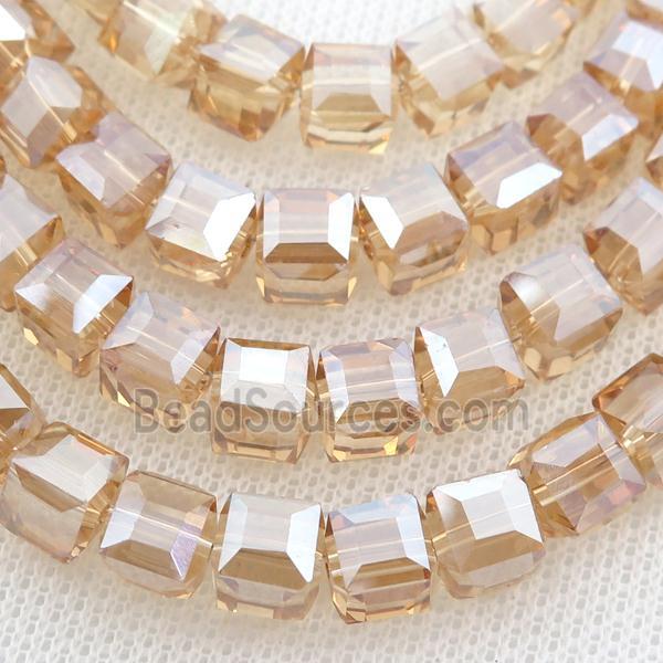 gold champagne Chinese Crystal Glass Beads, faceted cube