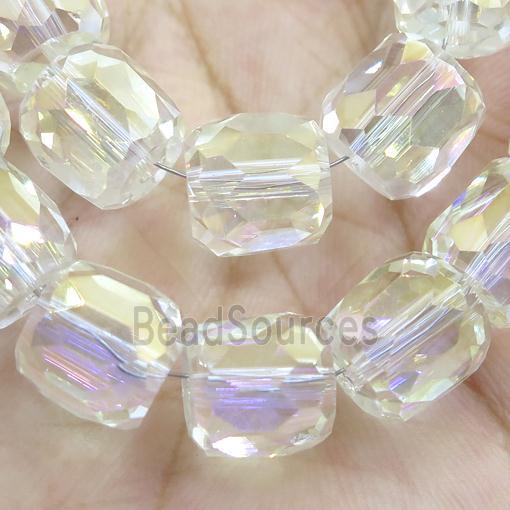 Crystal Glass Beads, faceted barrel