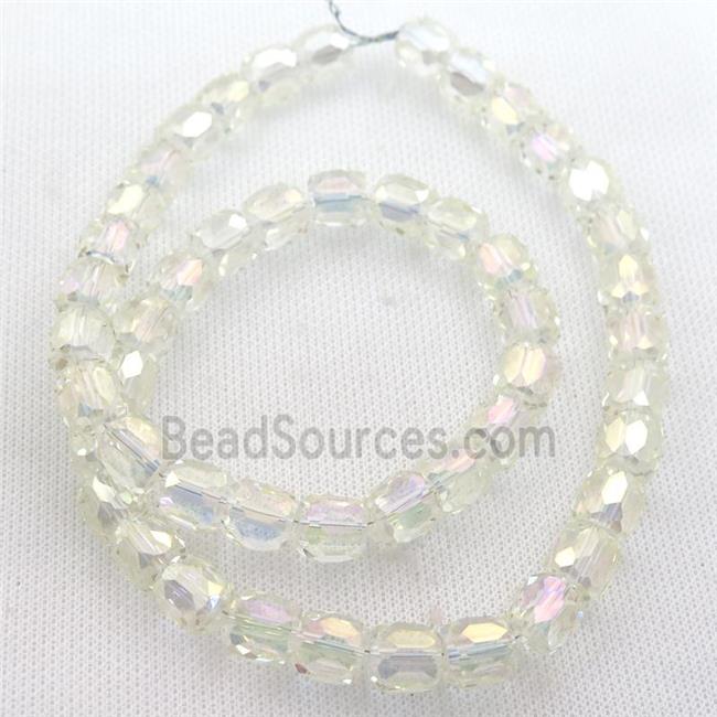 Crystal Glass Beads, faceted barrel