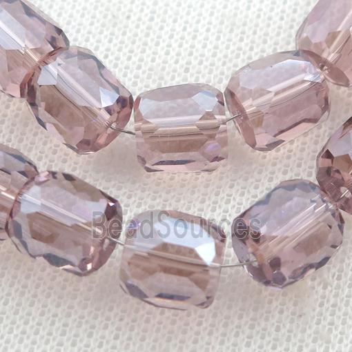 purple Crystal Glass Beads, faceted barrel