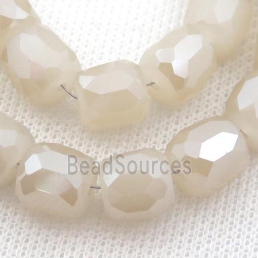 Jadeite Glass Beads, faceted barrel