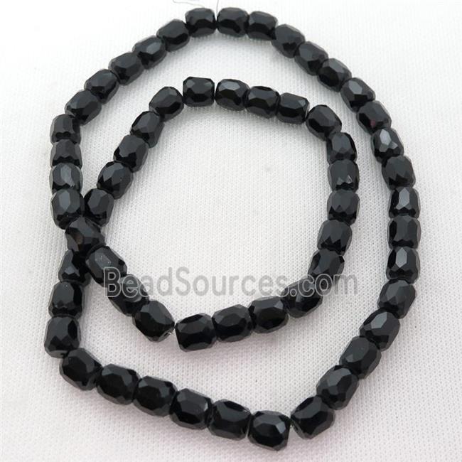 jet Jadeite Glass Beads, faceted barrel