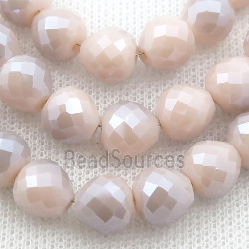 peach Jadeite Glass Beads, faceted teardrop