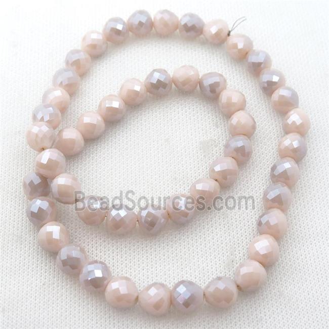 peach Jadeite Glass Beads, faceted teardrop