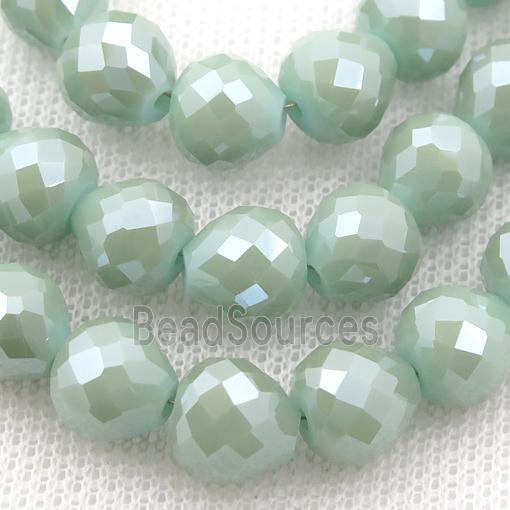 green Jadeite Glass Beads, faceted teardrop