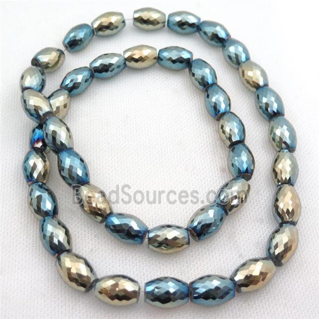 Crystal Glass Beads, faceted barrel