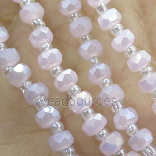 pink Jadeite Glass Beads, faceted rondelle