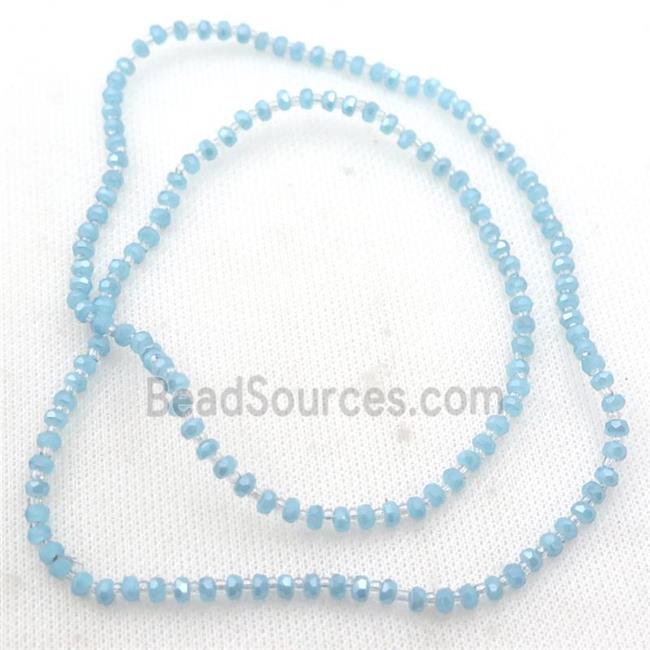 blue Jadeite Glass Beads, faceted rondelle