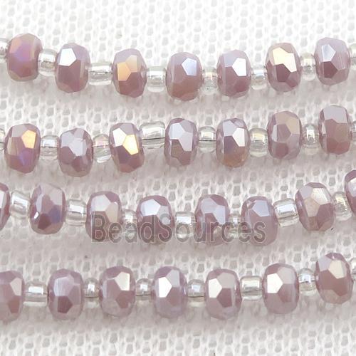 purple Jadeite Glass Beads, faceted rondelle