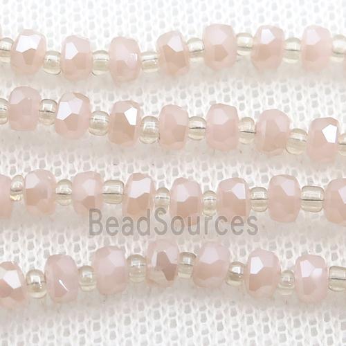 peach Jadeite Glass Beads, faceted rondelle