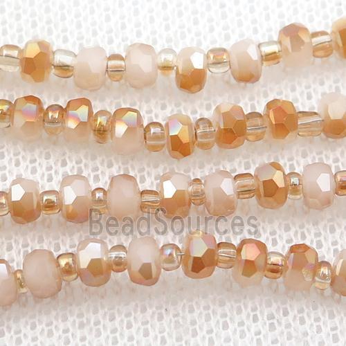 peach Jadeite Glass Beads, faceted rondelle