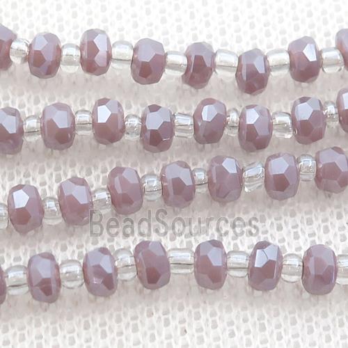 purple Jadeite Glass Beads, faceted rondelle