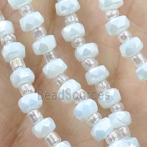 milk white Jadeite Glass Beads, faceted rondelle