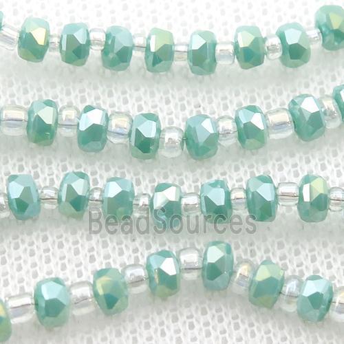 green Jadeite Glass Beads, faceted rondelle