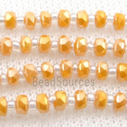 golden Jadeite Glass Beads, faceted rondelle