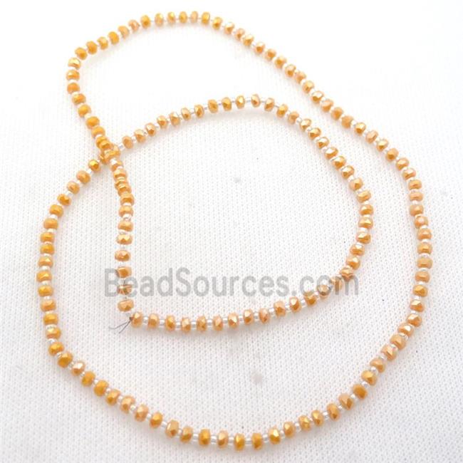 golden Jadeite Glass Beads, faceted rondelle