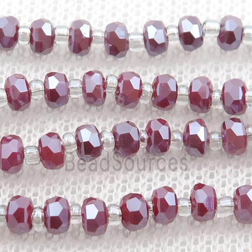 red Jadeite Glass Beads, faceted rondelle