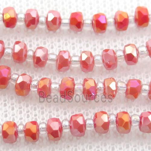 orange Jadeite Glass Beads, faceted rondelle