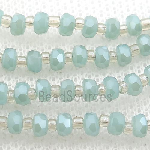 Jadeite Glass Beads, faceted rondelle