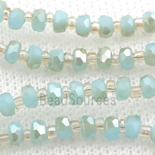 blue Jadeite Glass Beads, faceted rondelle