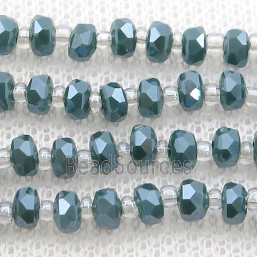 peacockgreen Jadeite Glass Beads, faceted rondelle