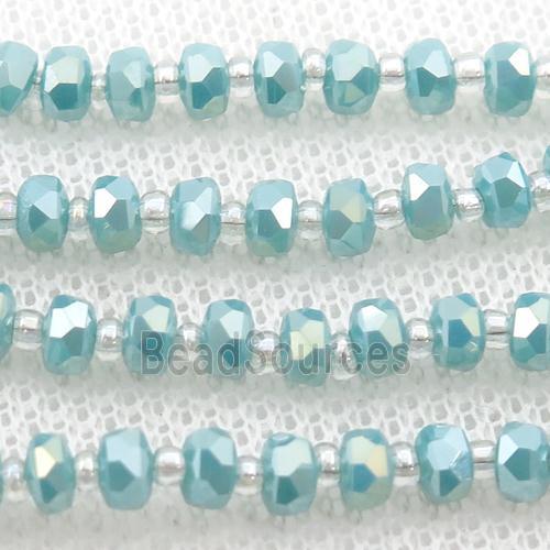 blue Jadeite Glass Beads, faceted rondelle