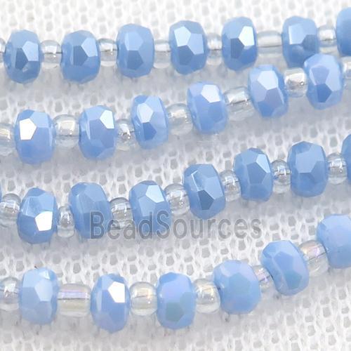 blue Jadeite Glass Beads, faceted rondelle