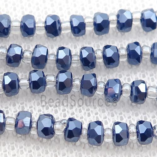 blue Crystal Glass Beads, faceted rondelle