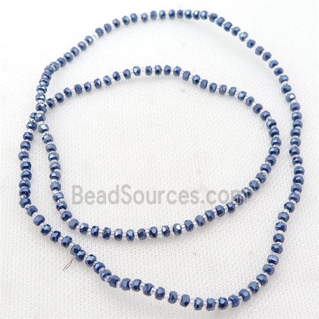 blue Crystal Glass Beads, faceted rondelle