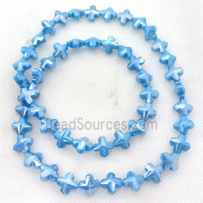 blue Crystal Glass cross Beads