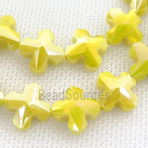 yellow Crystal Glass cross Beads