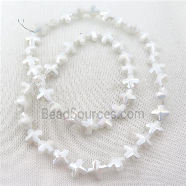 white cream Crystal Glass cross Beads