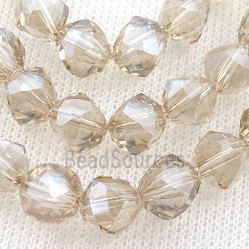 champagne Crystal Glass Beads, freeform