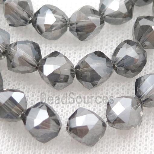 gray Crystal Glass Beads, freeform