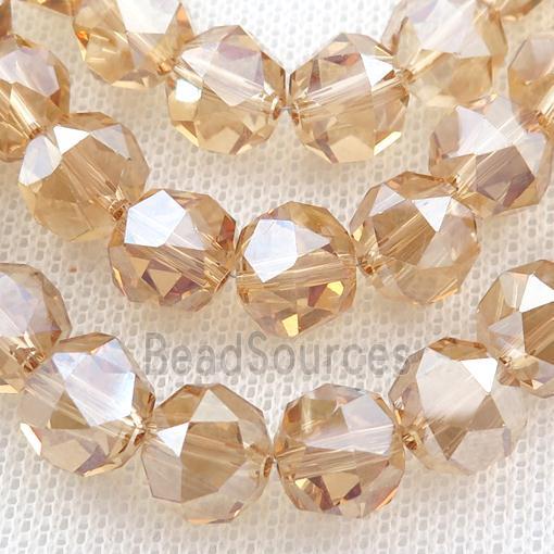 gold champagne Crystal Glass Beads, faceted round