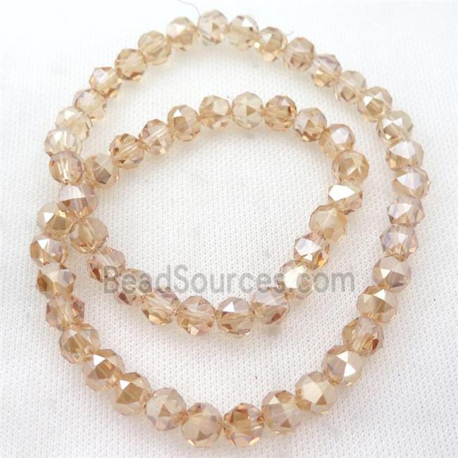 gold champagne Crystal Glass Beads, faceted round