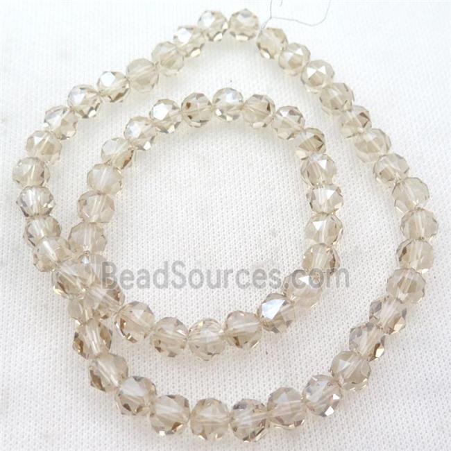 champagne Crystal Glass Beads, faceted round