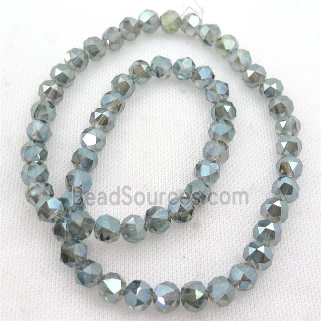 green Crystal Glass Beads, faceted round