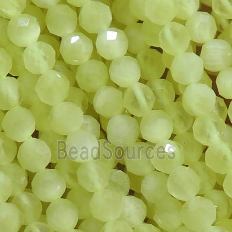 olive Cat eye stone Beads, faceted round