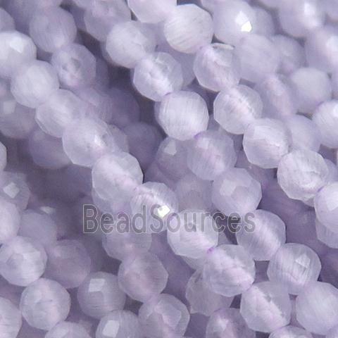 lavender Cat eye stone Beads, faceted round