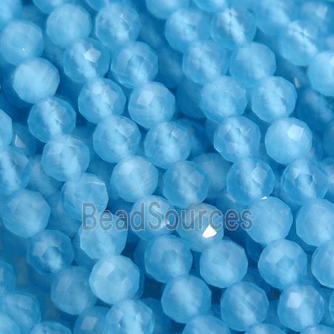 blue Cat eye stone Beads, faceted round