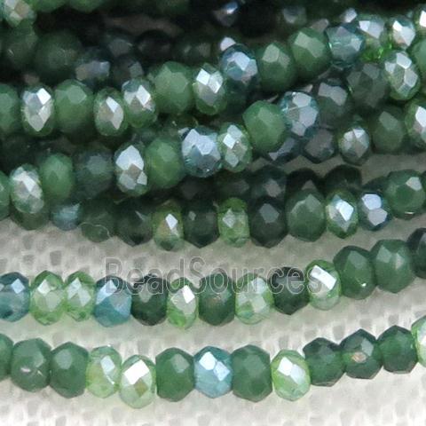 green Jadeite Glass beads, faceted rondelle