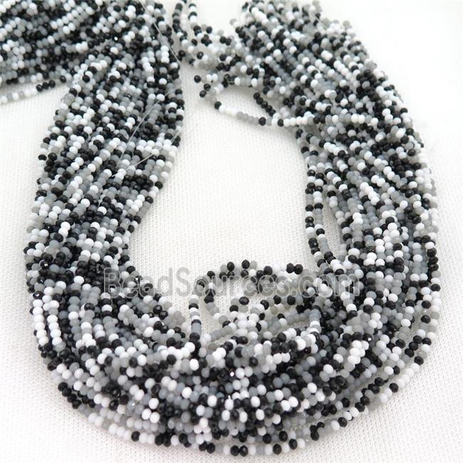 white and black Jadeite Glass beads, faceted rondelle