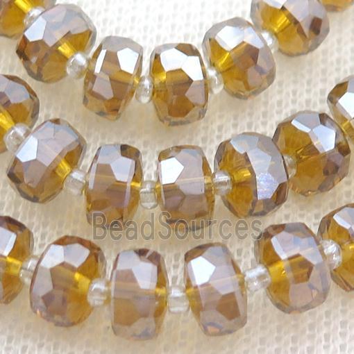 amber Crystal Glass beads, faceted rondelle