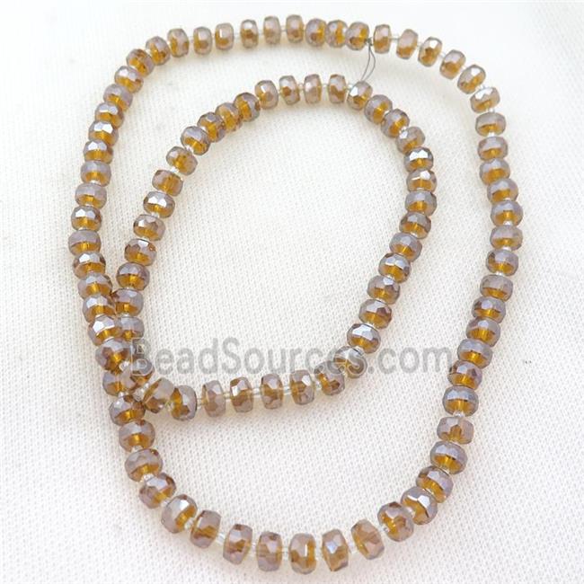 amber Crystal Glass beads, faceted rondelle