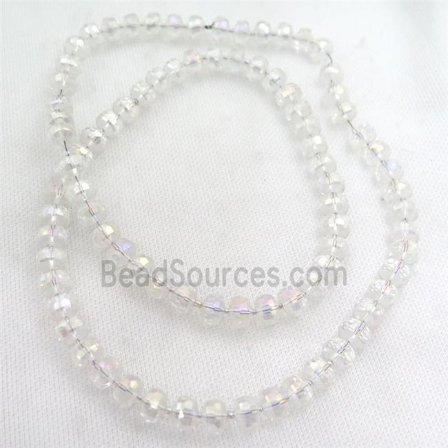 Crystal Glass beads, faceted rondelle, clear AB-color