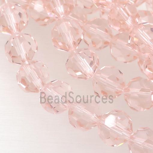 pink Crystal Glass Beads, faceted round