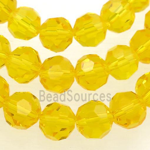 yellow Crystal Glass Beads, faceted round