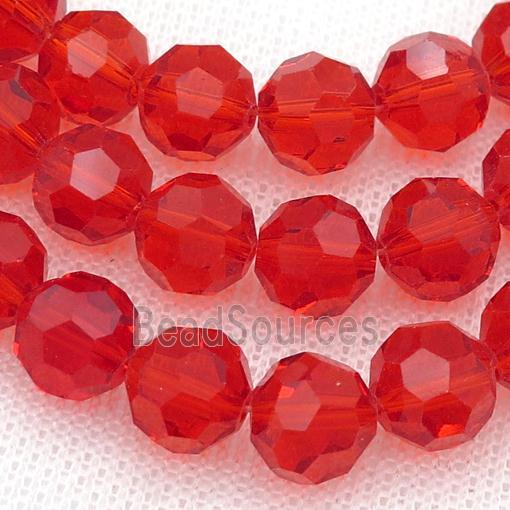 red Chinese Crystal Glass Beads, faceted round