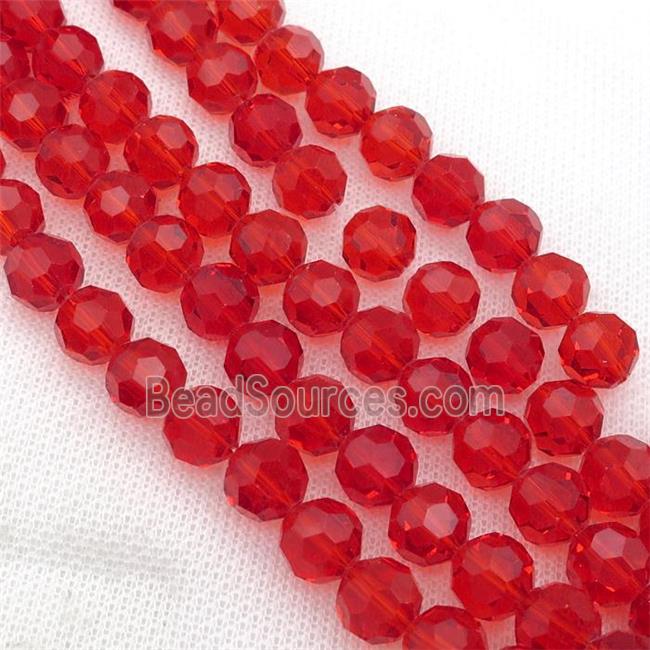 red Chinese Crystal Glass Beads, faceted round